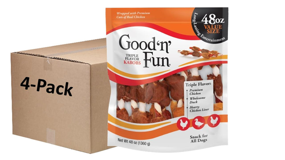 GOOD 'N' FUN Kabobs empaquetados en 48 oz para perros.