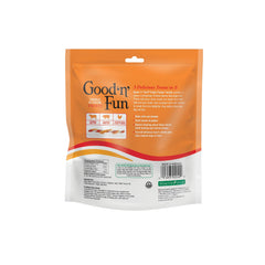 GOOD 'N' FUN Triple Flavor Twists mostrando tres sabores atractivos para perros.