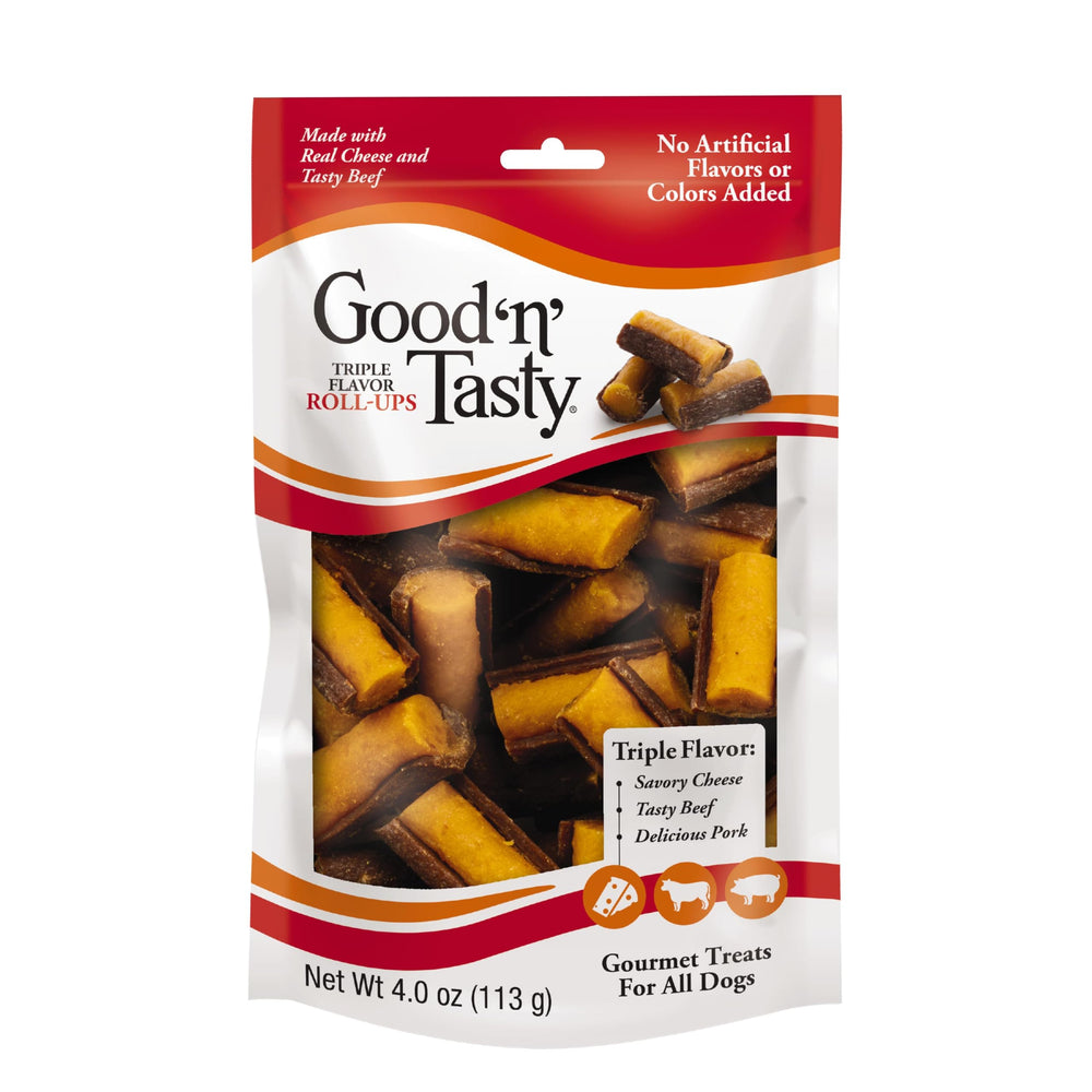 Good ‘N’ Tasty Roll-Ups sabor queso, snack sabroso para perros.
