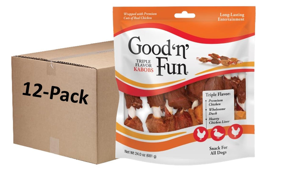 Good'n'Fun brochetas triple sabor para perros en empaque de 12 paquetes