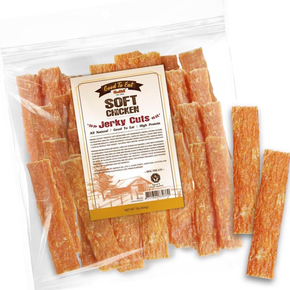 Gootoe premios suaves de pollo para perros, empaque práctico para entrenamiento.
