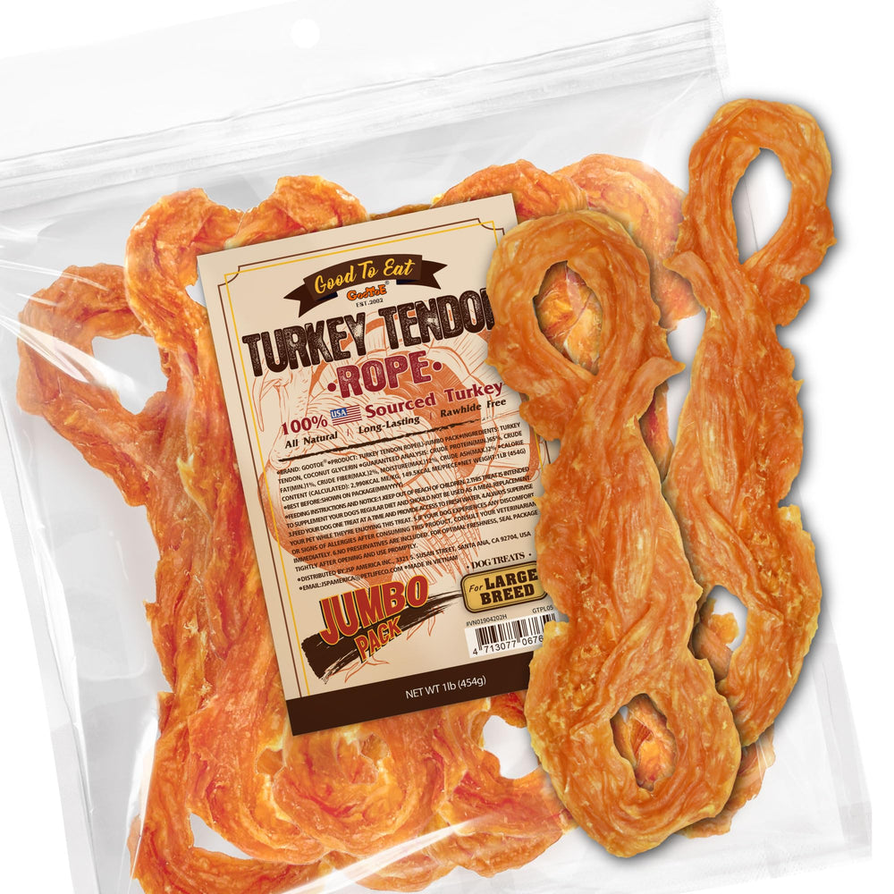 Gootoe Tendones de Pavo para Perros, natural, masticable y sabroso.