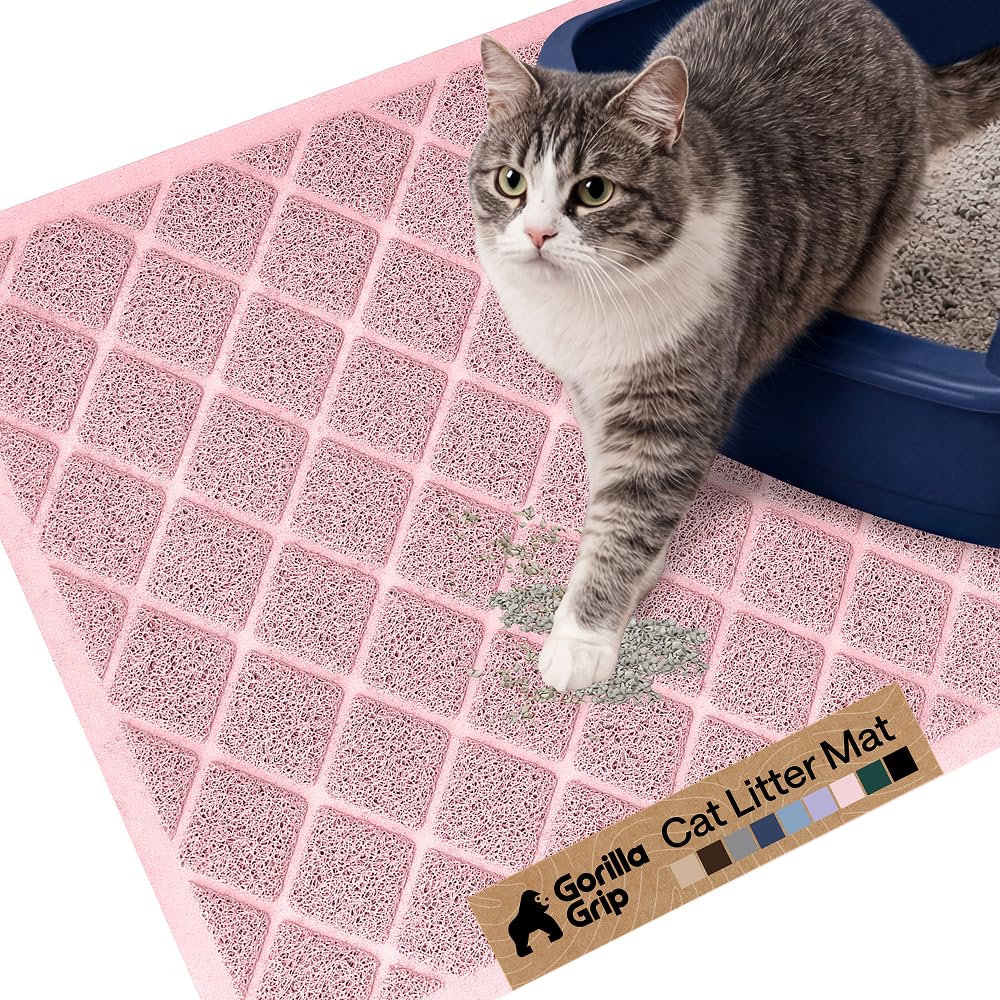 Gorilla Grip alfombrilla para arenero de gato con malla gruesa en espiral atrapa arena
