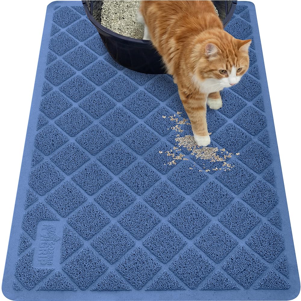 Gorilla Grip alfombrilla para arenero de gatos con malla acolchada atrapa arena
