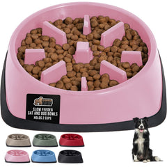 Gorilla Grip bol puzzle lent rose 2tasses pour chien et chat, repas interactif.