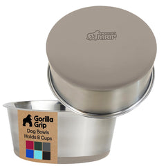Comedero Gorilla Grip para perros y gatos en acero inoxidable 304, duradero y apto para alimentos.