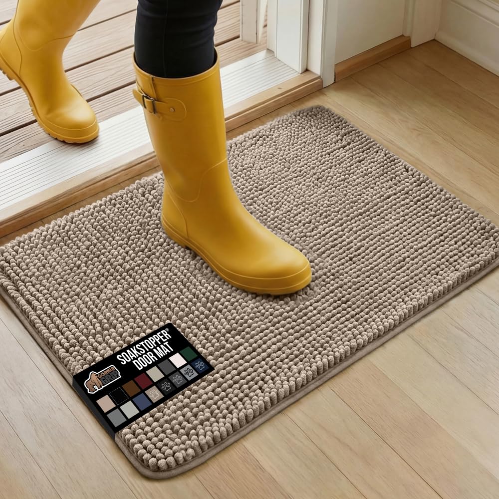 GORILLA GRIP SoakSTOPPER: alfombra puerta perro absorbente para suelos limpios.