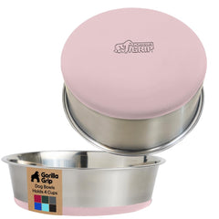 Tazones Gorilla Grip de acero inoxidable para perros, duraderos y fáciles de limpiar.