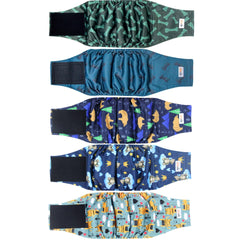 Grecle pañales para perros masculinos con patrones variados, ideal para entrenamiento y uso diario.