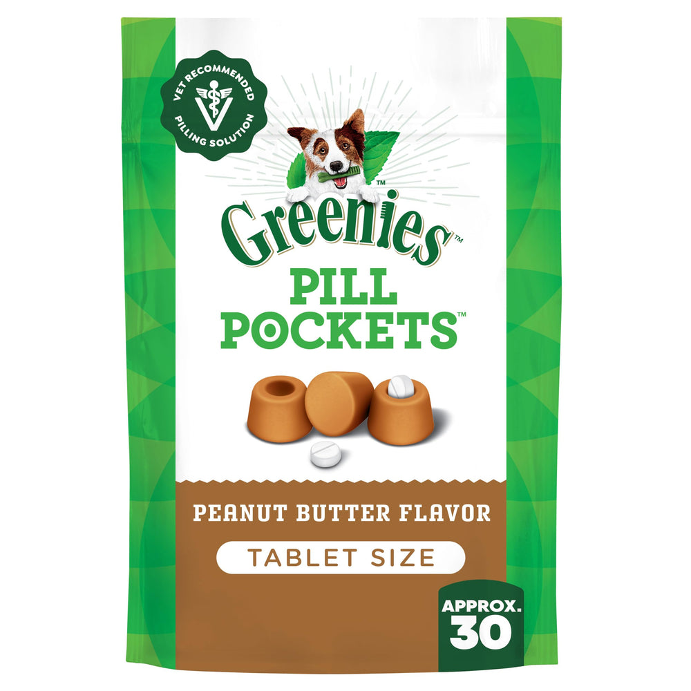 Greenies bolsitas para pastillas de perro, tamaño pequeño y sabor a maní.