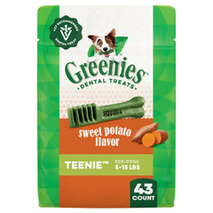 Golosinas Greenies para perros, empaque de 12 oz, ideal para rutina diaria de limpieza dental.