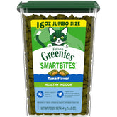 Greenies Feline Smartbites en frasco para gatos interior, favorece la digestión.