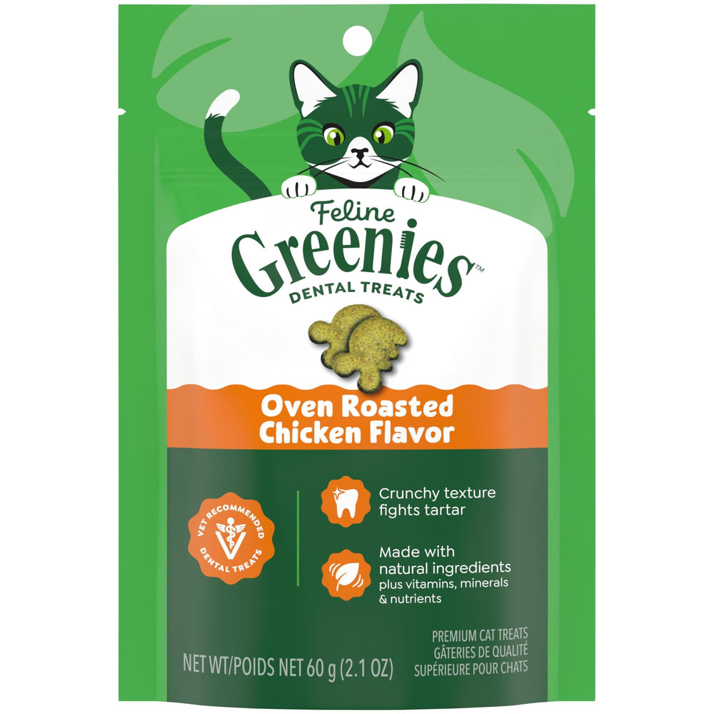 Greenies Gato tratamiento dental en bolsa, ayuda a la rutina diaria de cuidado bucal.