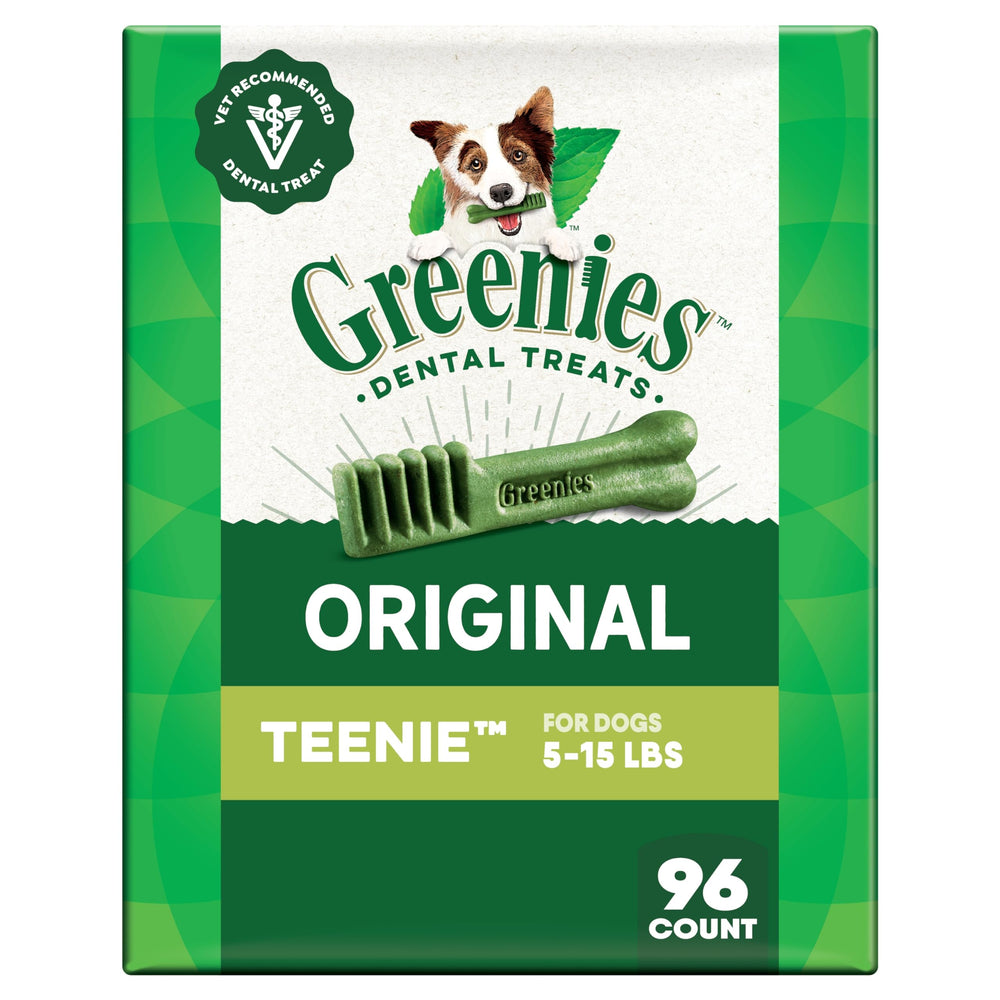 Greenies golosinas dentales para perros, empaque grande, sabor original.