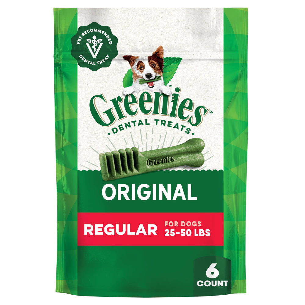 Greenies hueso dental original para perro de tamaño regular, ayuda a mantener dientes limpios.