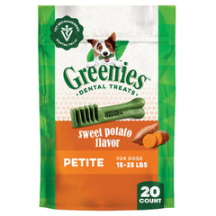 Greenies paquete de 20 tratamientos dentales para perros, ideal para cuidado diario.