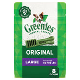 Greenies Premios dentales para perros grandes, sabor original, aliento más fresco.