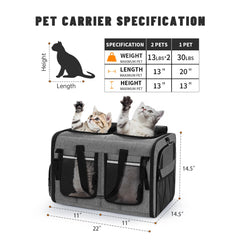 Groxkox porta-gatos con dos compartimentos frontales para accesorios