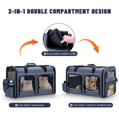 Groxkox portador de gatos con dos compartimentos delanteros con cremallera para accesorios.