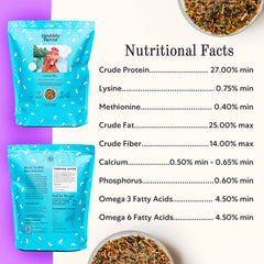 Grubbly Farms Omega Mix: mezcla de granos y semillas para nutrición equilibrada.