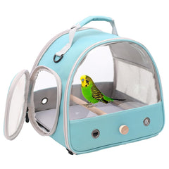 Halinfer jaula de viaje para aves pequeñas con ventanas claras para observar el entorno.