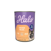 Halo alimento húmedo para perros mayores, lata de pollo entero como ingrediente principal.