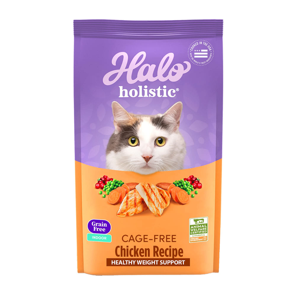 Halo Holistic pollo libre de jaula, bolsa 6 lb, proteína de calidad para gatos.