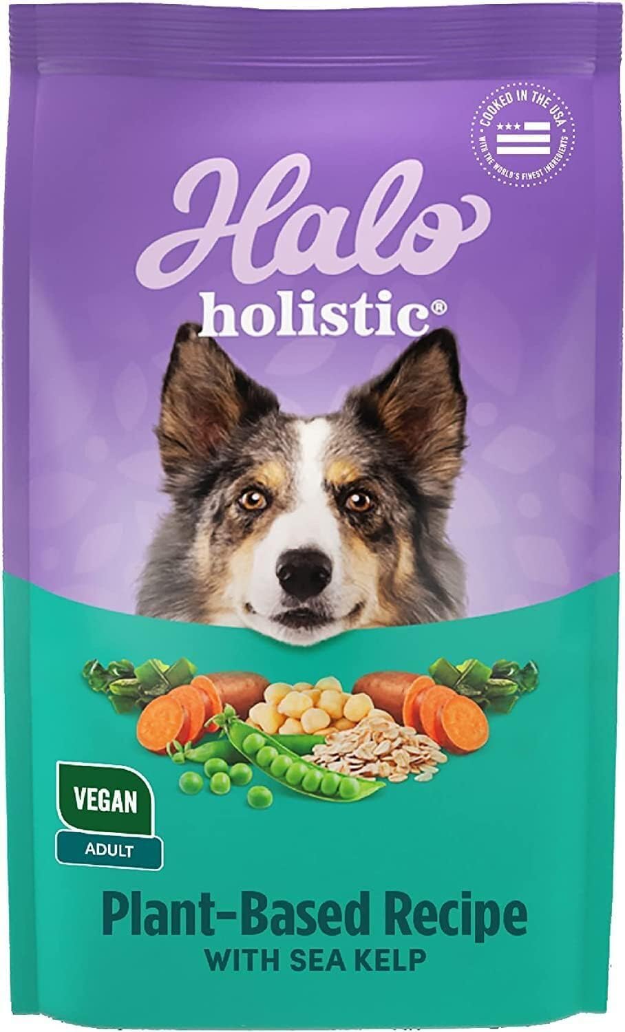 Halo Holístico Vegano para perros, bolsa de 10 libras, ideal para alimentación diaria.