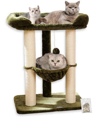 Happi N Pets árbol gatos 28 pulgadas con base estable para juegos seguros.