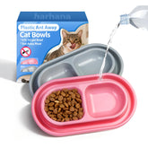 Harhana Ant Away plato exterior para gatos, frente con tazón doble y bloqueo de derrames