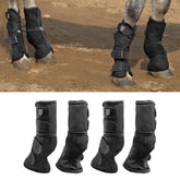 Guardas delanteras Harrison Howard protegen las patas del caballo durante el entrenamiento.