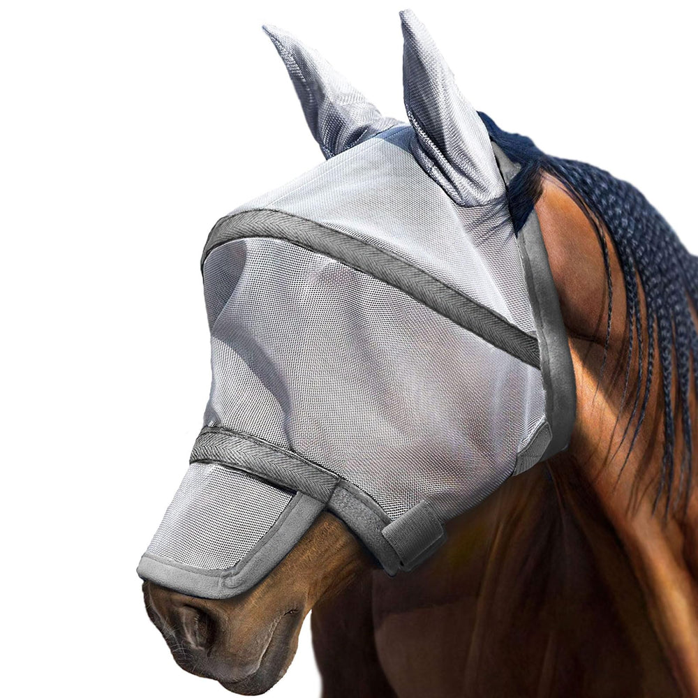 Harrison Howard Maskology Supreme: protección UV para caballos, ideal para piel clara y ojos azules.