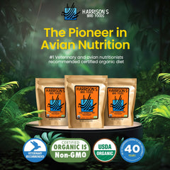 Harrison's Bird Foods: aves comiendo, alimento sabroso y saludable.