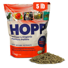 Harrison's HOPP pellets orgánicos en bolsa de 5 lb para aves pequeñas.