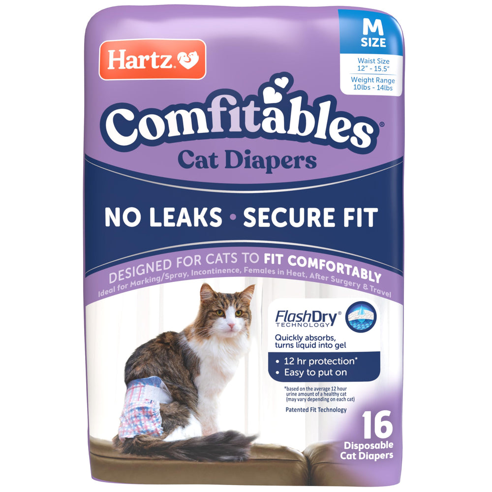 Hartz Comfitables Pañales para Gatos, empaque 16 medianos, ajuste cómodo