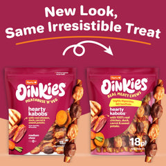 Hartz Oinkies Brochetas albóndigas de pollo con zanahoria, ideal para masticación sabrosa.