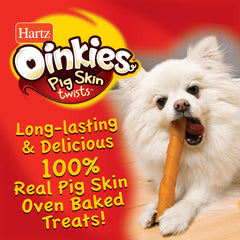 Hartz Oinkies: textura twist masticable para perros, sabor a pollo real.