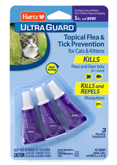 Hartz UltraGuard, caja de tres tratamientos para protección continua contra pulgas.