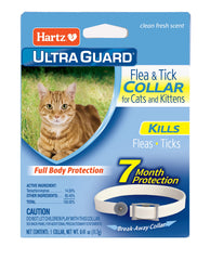 Collar Hartz UltraGuard para gatos en empaque, protección inicial