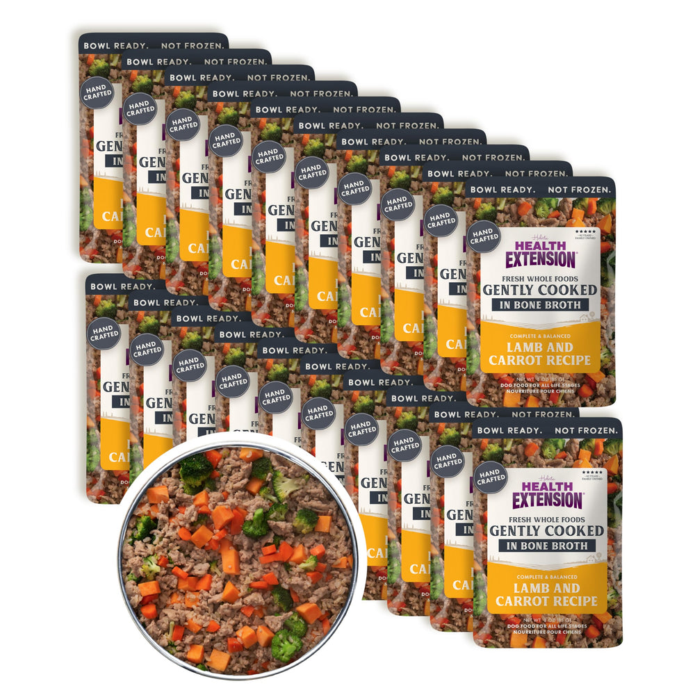 Health Extension bolsa de 3 onzas, comida para perros lista para servir.