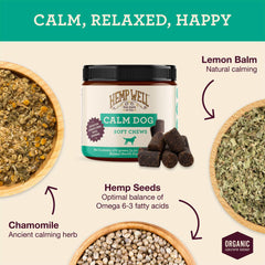 Hemp Well Calm Dog con melatonina, masticables para perro, favorece relax nocturno
