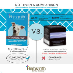 Herbsmith Microflora Plus, ayuda digestiva para perros tras cambios de dieta.