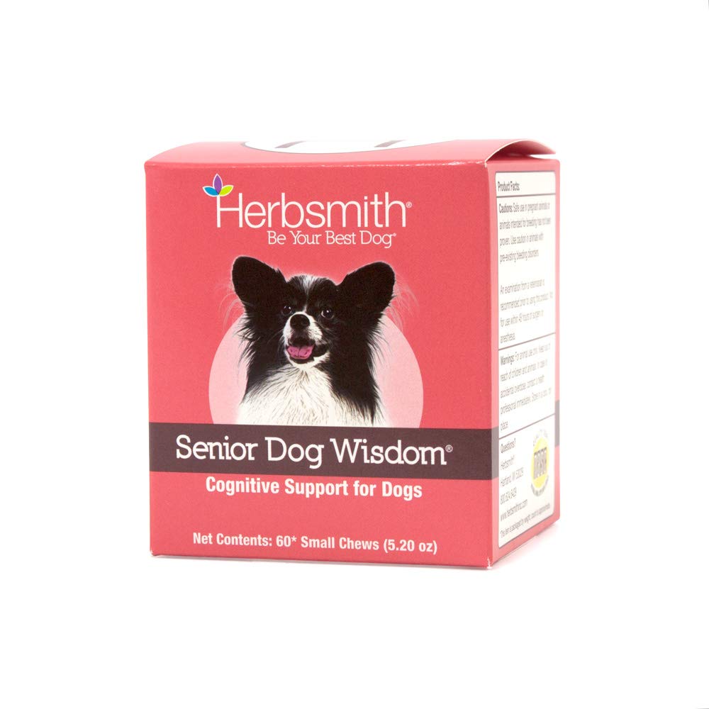 Herbsmith Senior Dog Wisdom: botella con masticables suaves para apoyo cognitivo