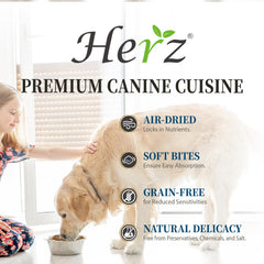 Herz ingredientes naturales en una fórmula sin granos para perros.