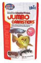 Hikari Carnisticks Jumbo, caja del producto, dieta equilibrada para peces carnívoros.