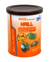 Hikari krill liofilizado en bolsa abierta, porciones fáciles para alimentar acuarios.
