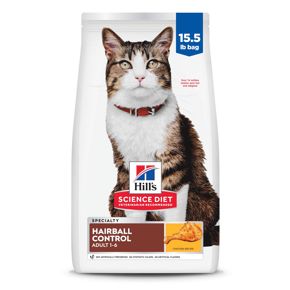 Hill's Science Diet adulto, control de bolas de pelo, croquetas de pollo