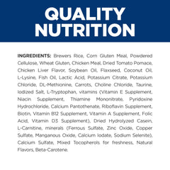 Hill's Prescription Diet Metabolic+Urinary Stress, gato comiendo alimento sabor pollo, apoyo al gusto.