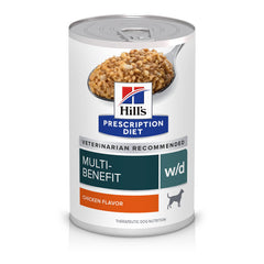 Hill's Prescription Diet WD, lata de pollo, apoyo digestivo y urinario para perros.