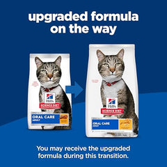 Hill's Science Diet Adult Oral Care para gatos, croquetas de pollo para textura crujiente